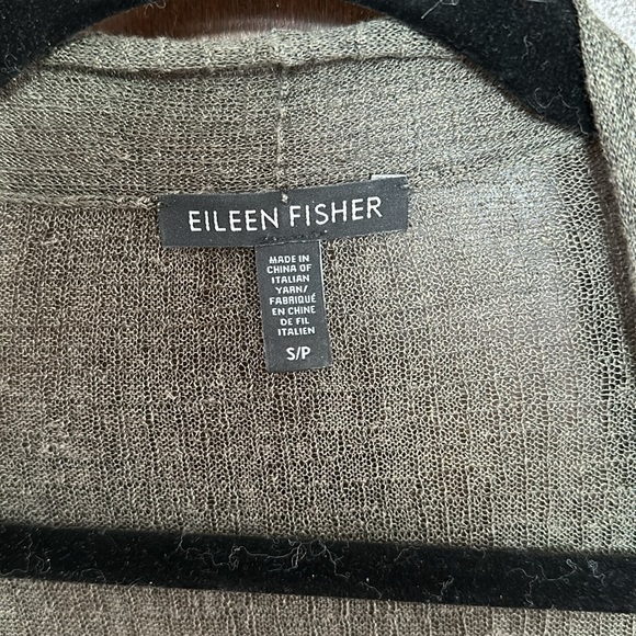 Eileen Fisher Olive Green Linen Cardigan, Small - Picture 3 of 5